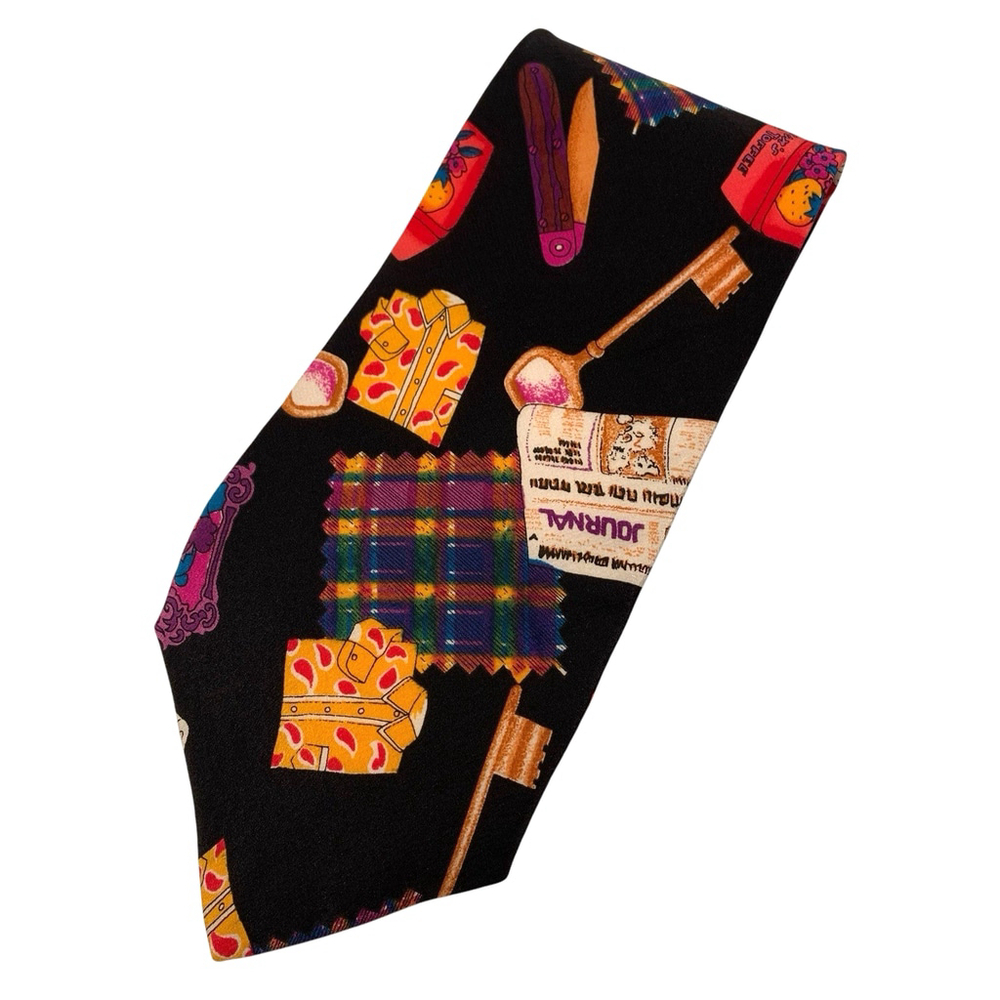 Vintage Steven Land Silk Graphic Novelty Tie Handmade Nelson's Trafalgar Toffee